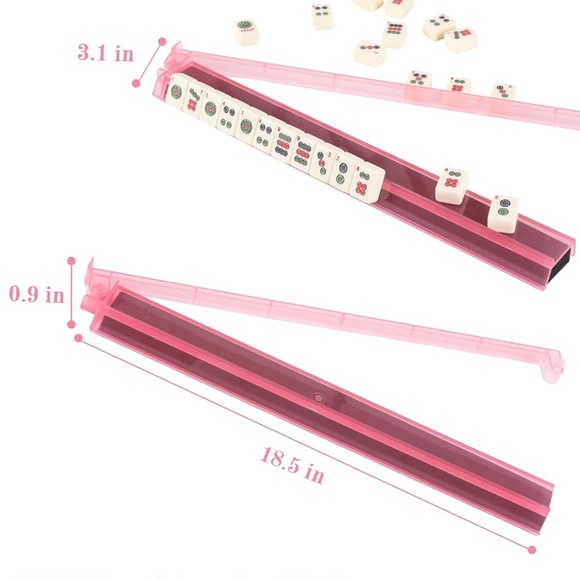 Mahjong Racks with Pushers, Set of 4, Pink - Picture 3 of 7